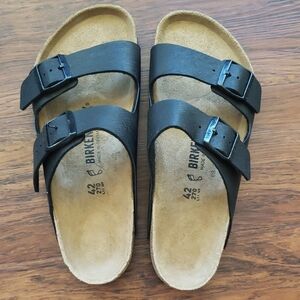 Birkenstock Black Textured Sandals Size 42 Wide Footbed